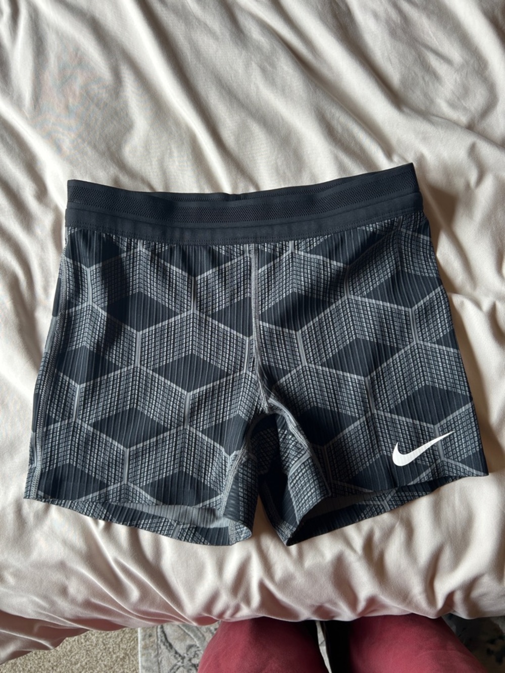 Nike Black & Gray Geometric Running Shorts